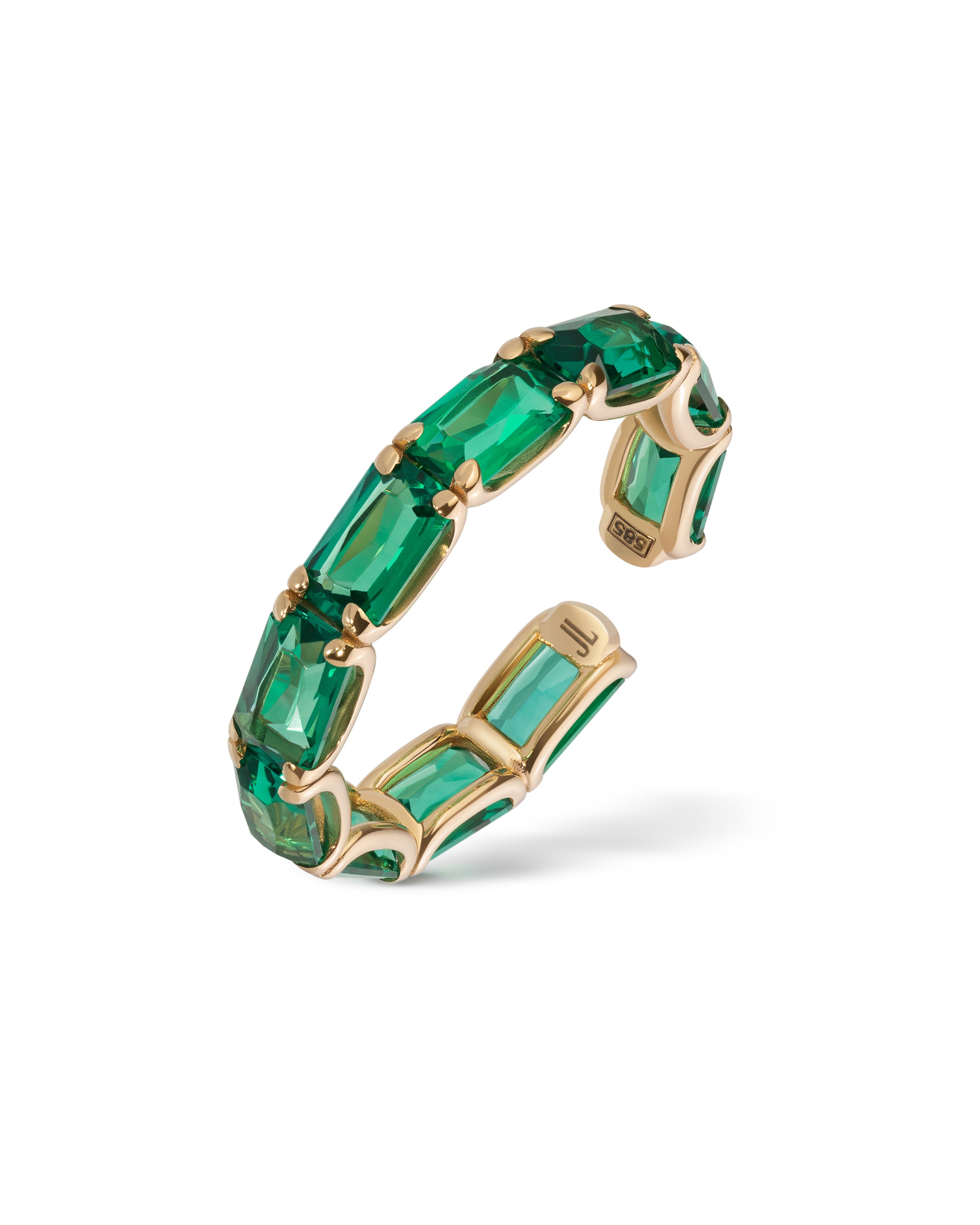 EL14 Cuff ring with emeralds