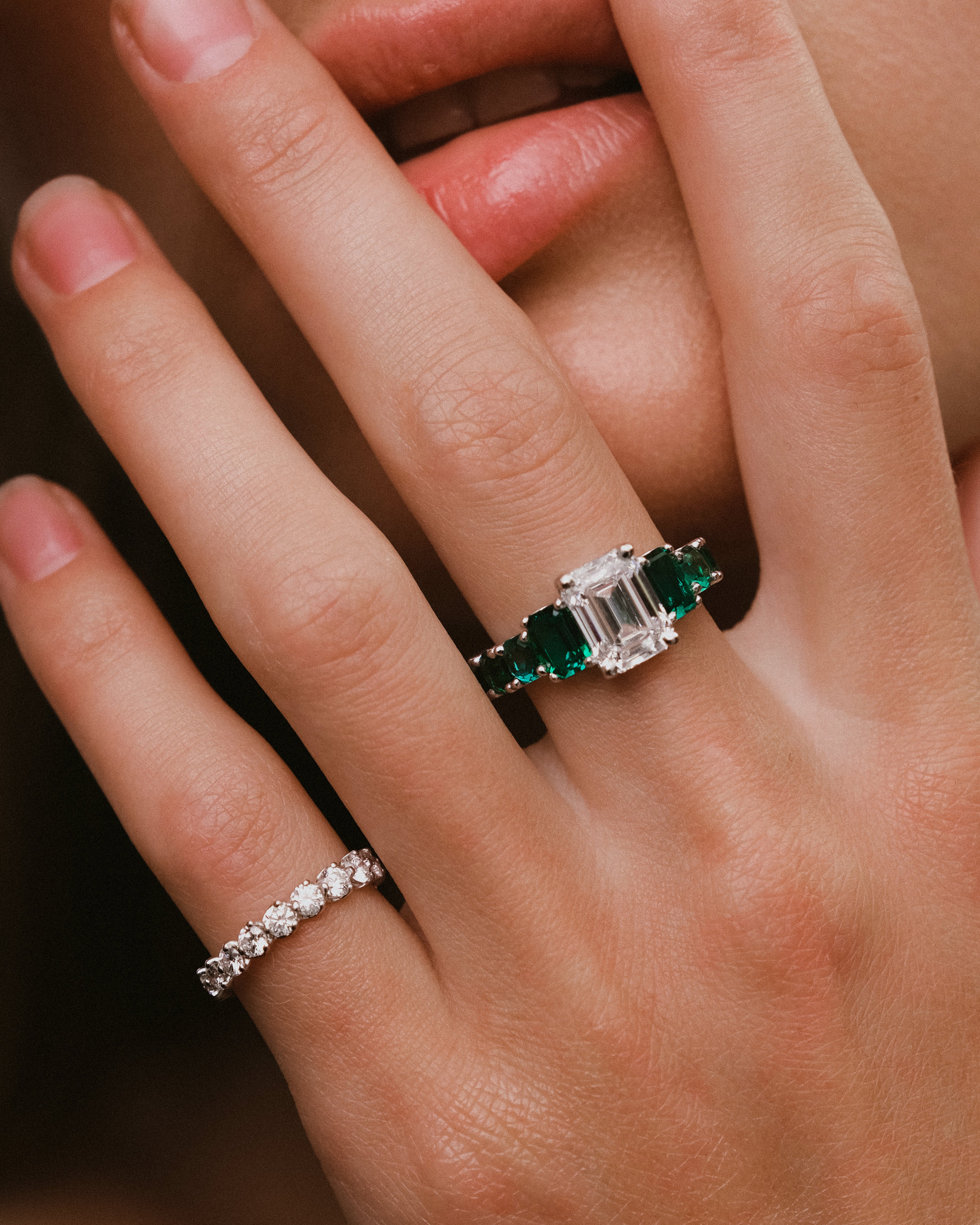 EL16 Ring with a diamond and emeralds PRICE ON DEMAND