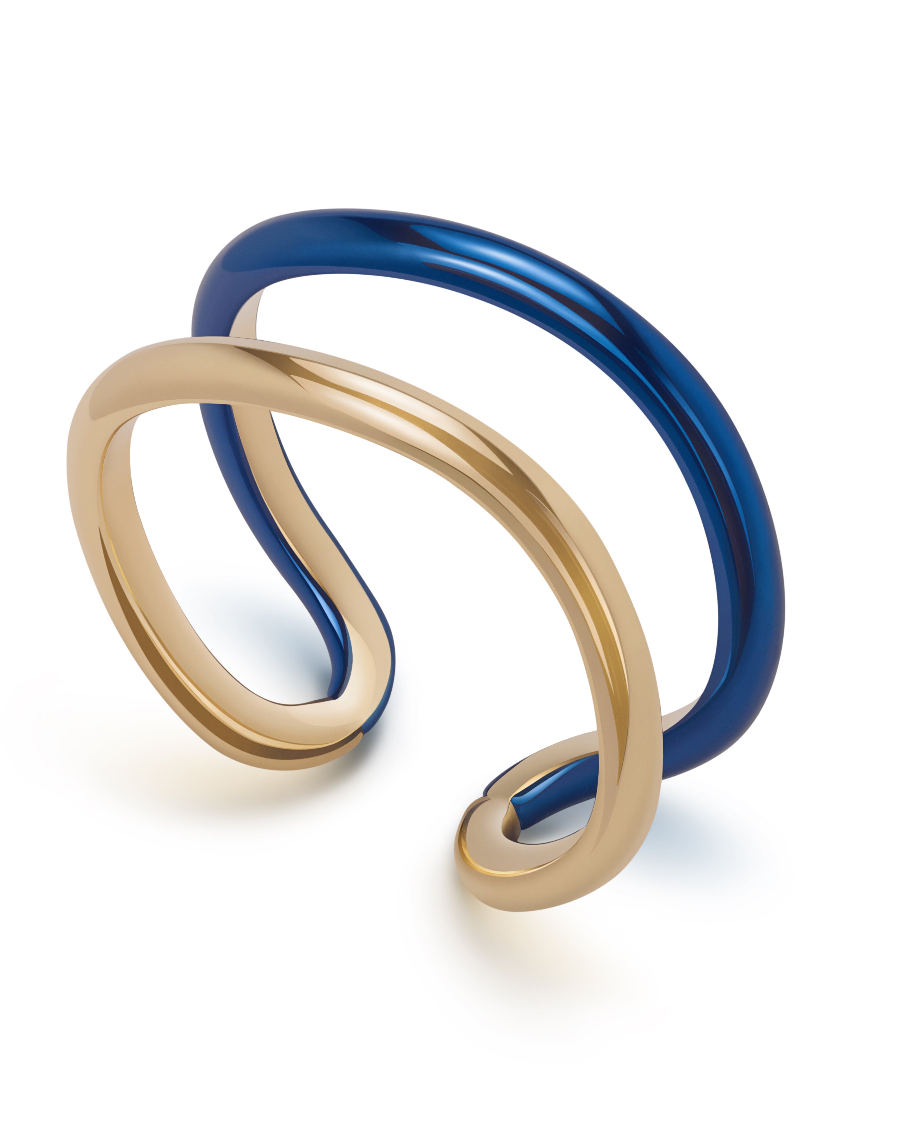 DNA01 Cuff ring with blue nano-ceramics