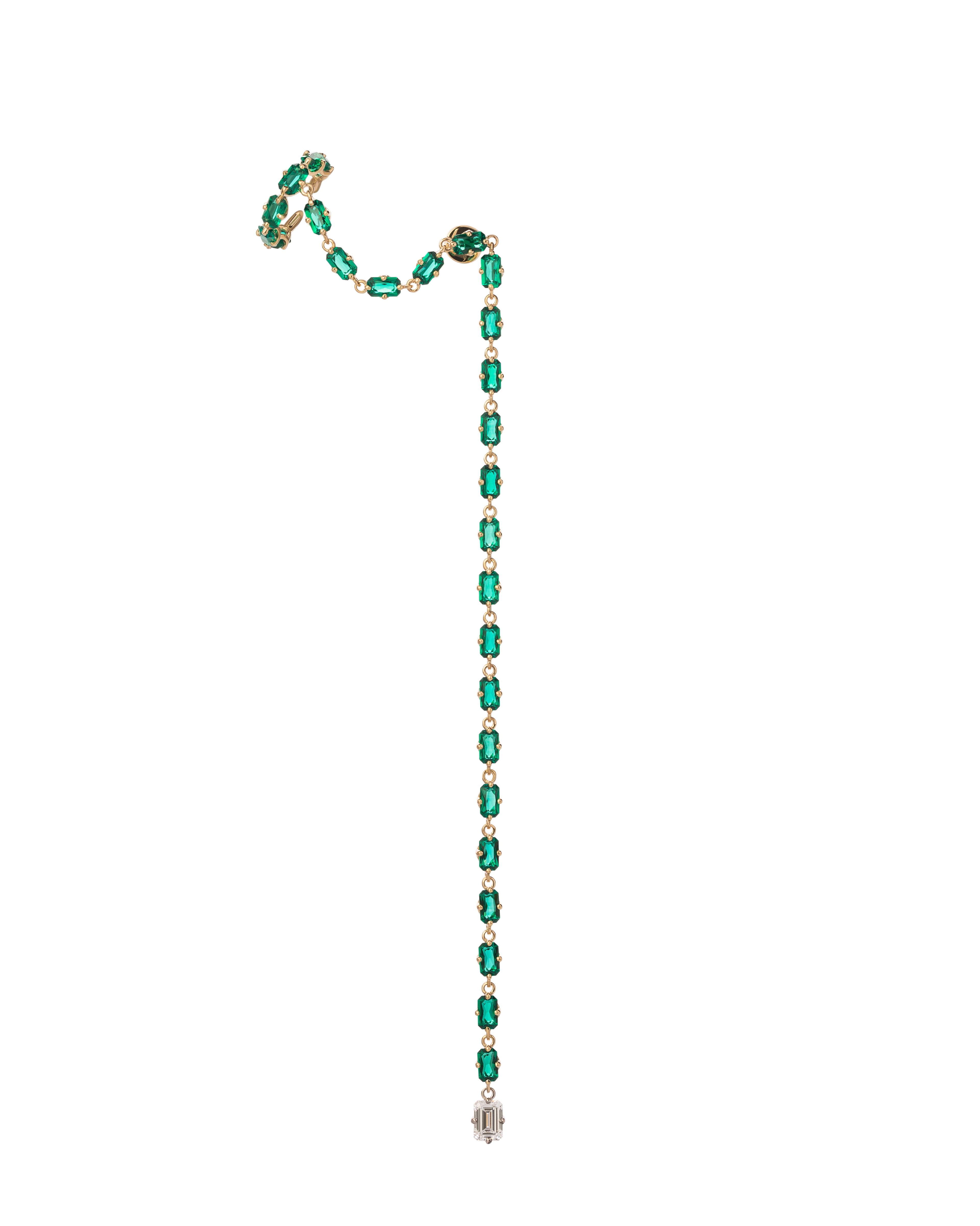 EL07 Mono earring with emeralds and diamond
