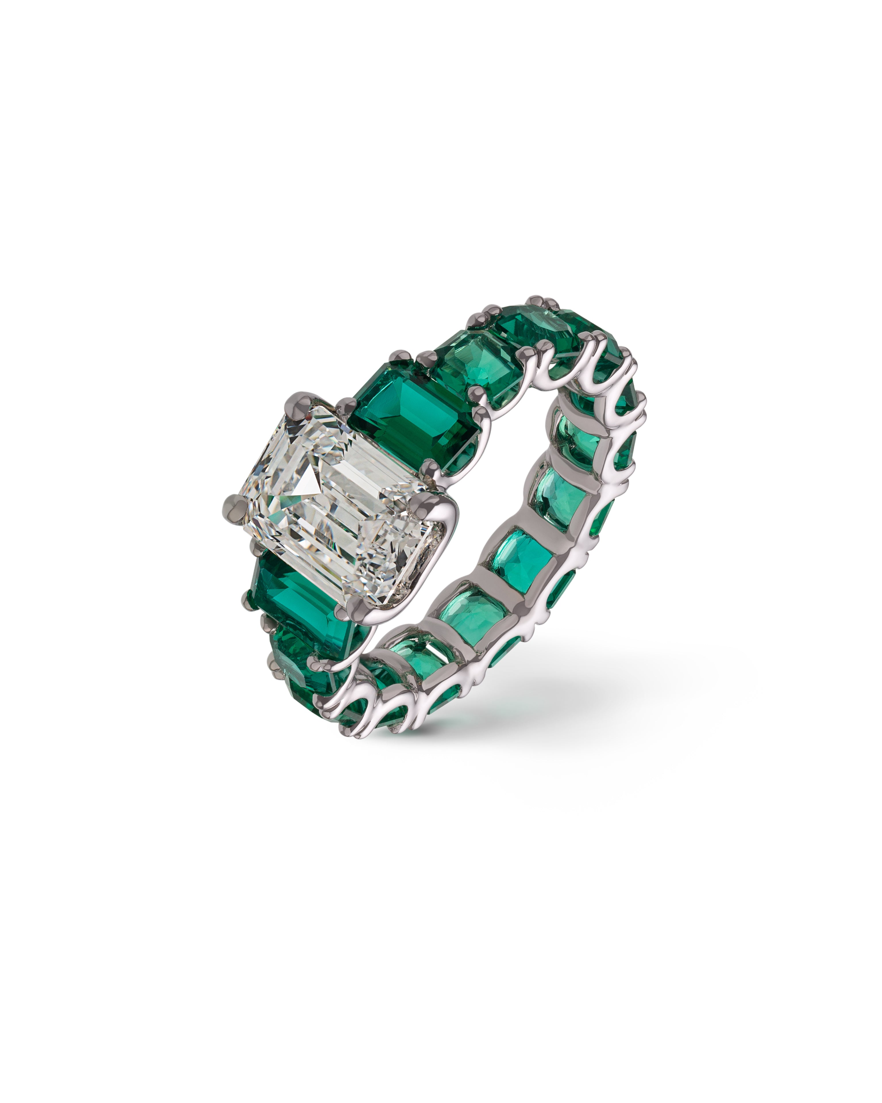 EL16 Ring with a diamond and emeralds PRICE ON DEMAND