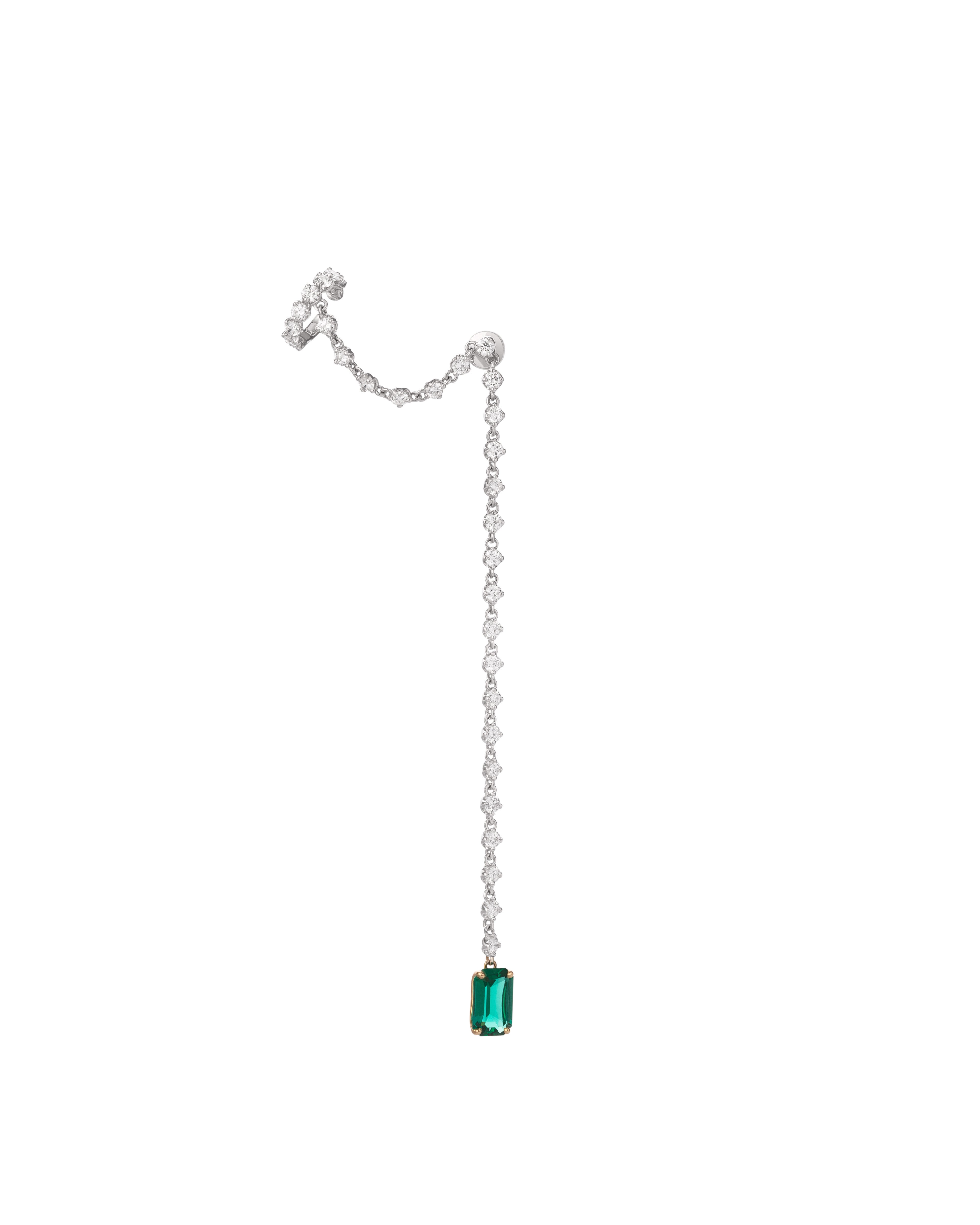 EL05 Mono earring with diamonds and emerald