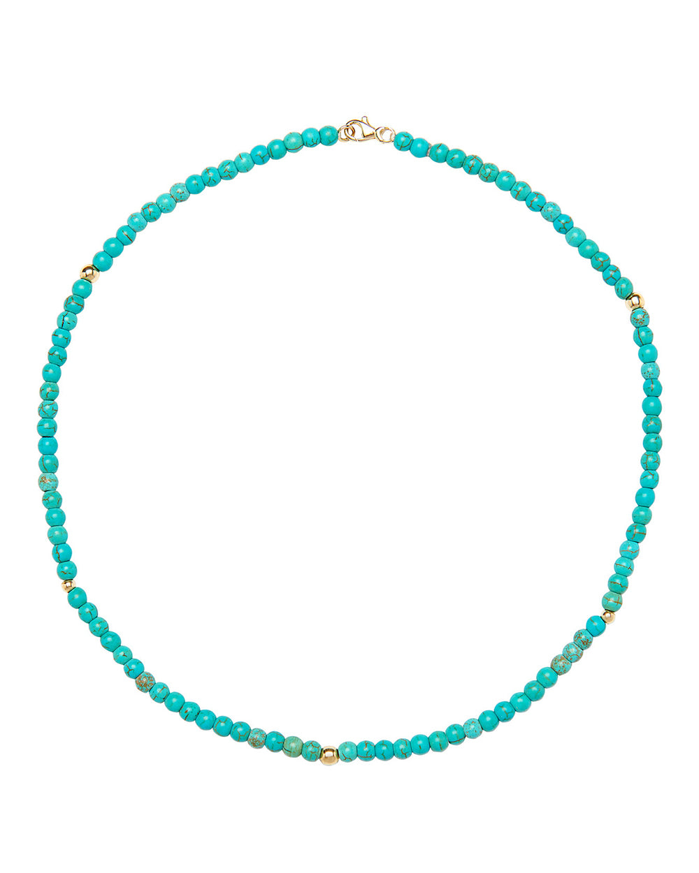 OC02 Turquoise necklace with five gold balls