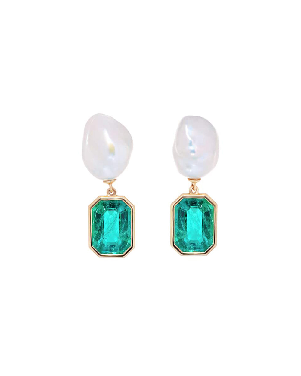 SM42 Earrings Noble with baroque pearls and emeralds