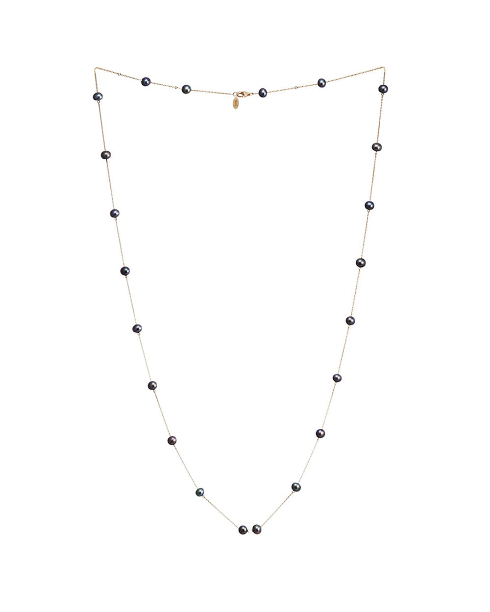 SM06 Lane long black pearl necklace